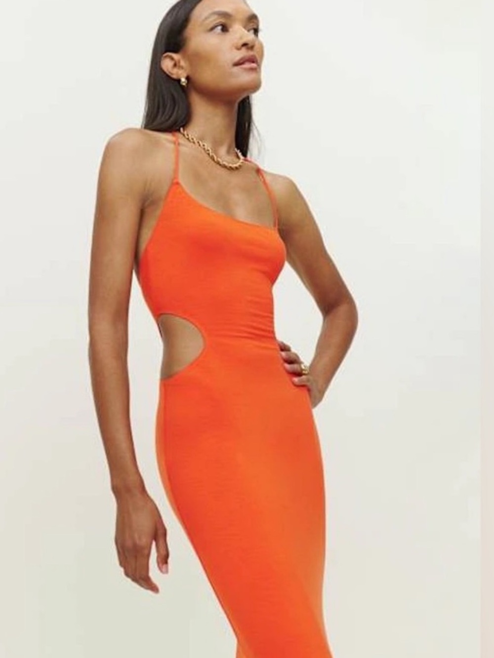 NWT Reformation Tati Knit Dress in Orange Sz XL Retail $148 - Picture 3 of 4